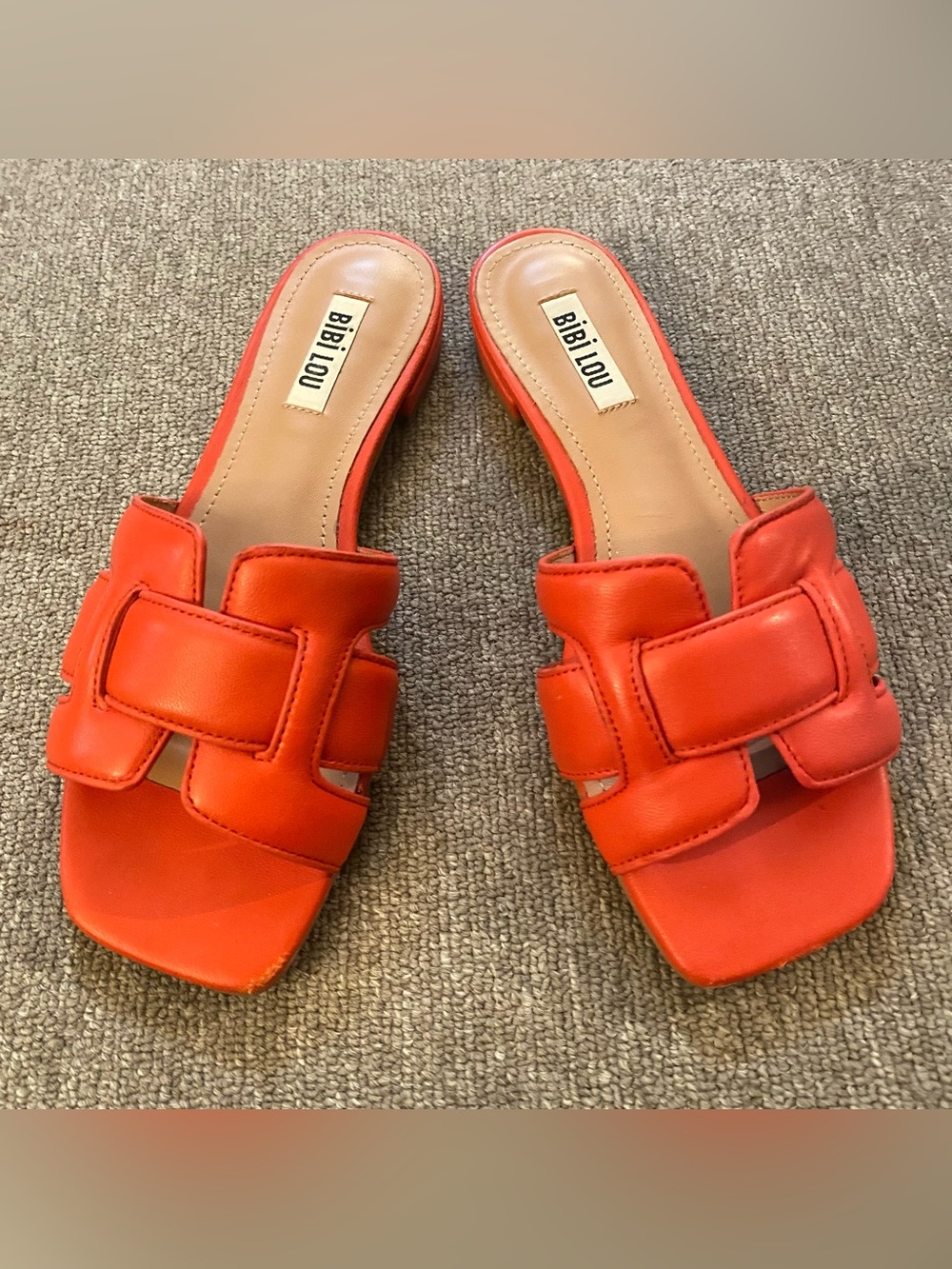Bibi Lou Holly Flats Leather Open Toe Sandals Burnt Orange Red Slide 7 EU 37 - Picture 3 of 16